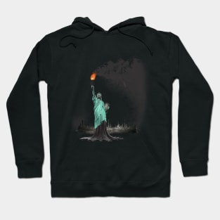 surreal rendered American liberty statue illustration: LIBERTY OIL Hoodie